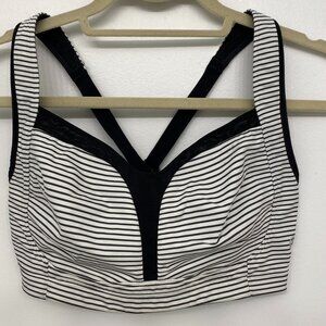 Lululemon Sports Bra Ta Ta Tamer II Hyper Stripe Angel Wing / Black 36DD